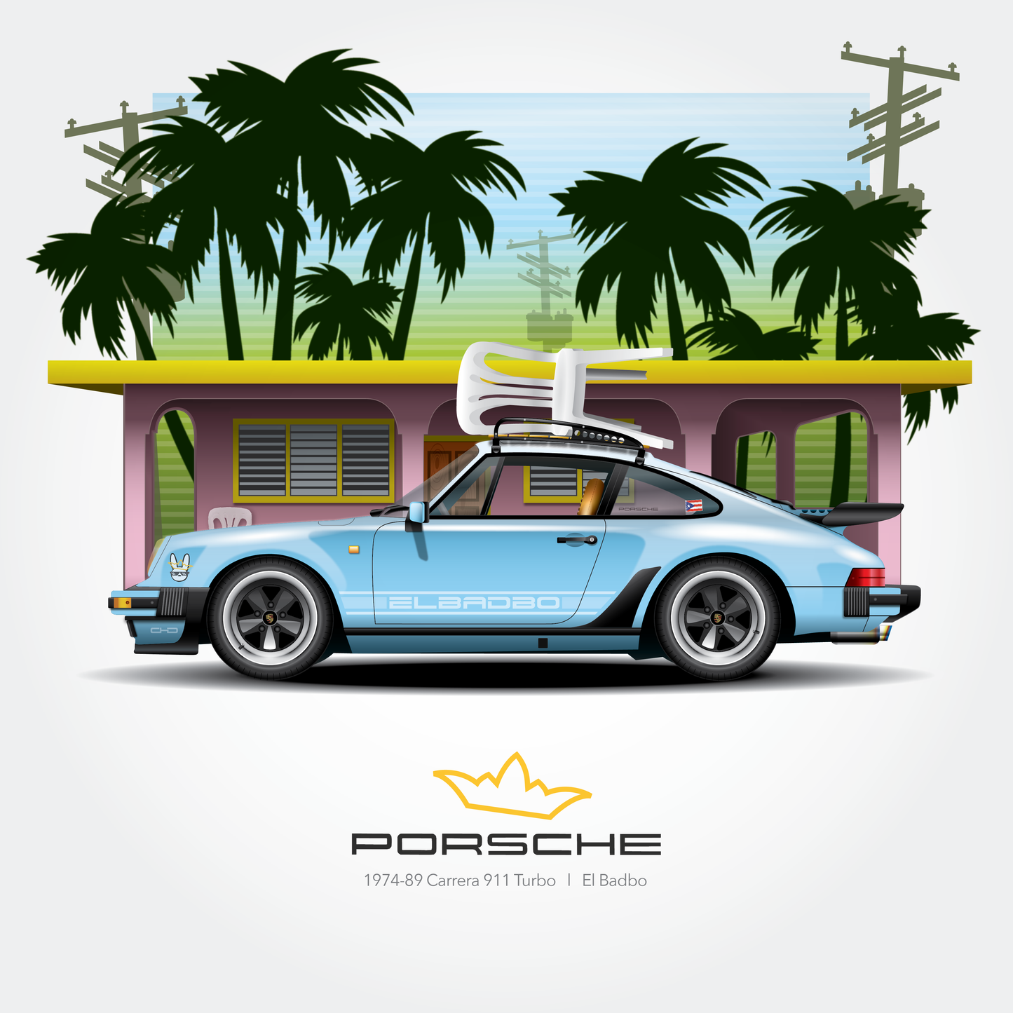 Art Print 1974-89 Porsche 911 l El Badbo Casita