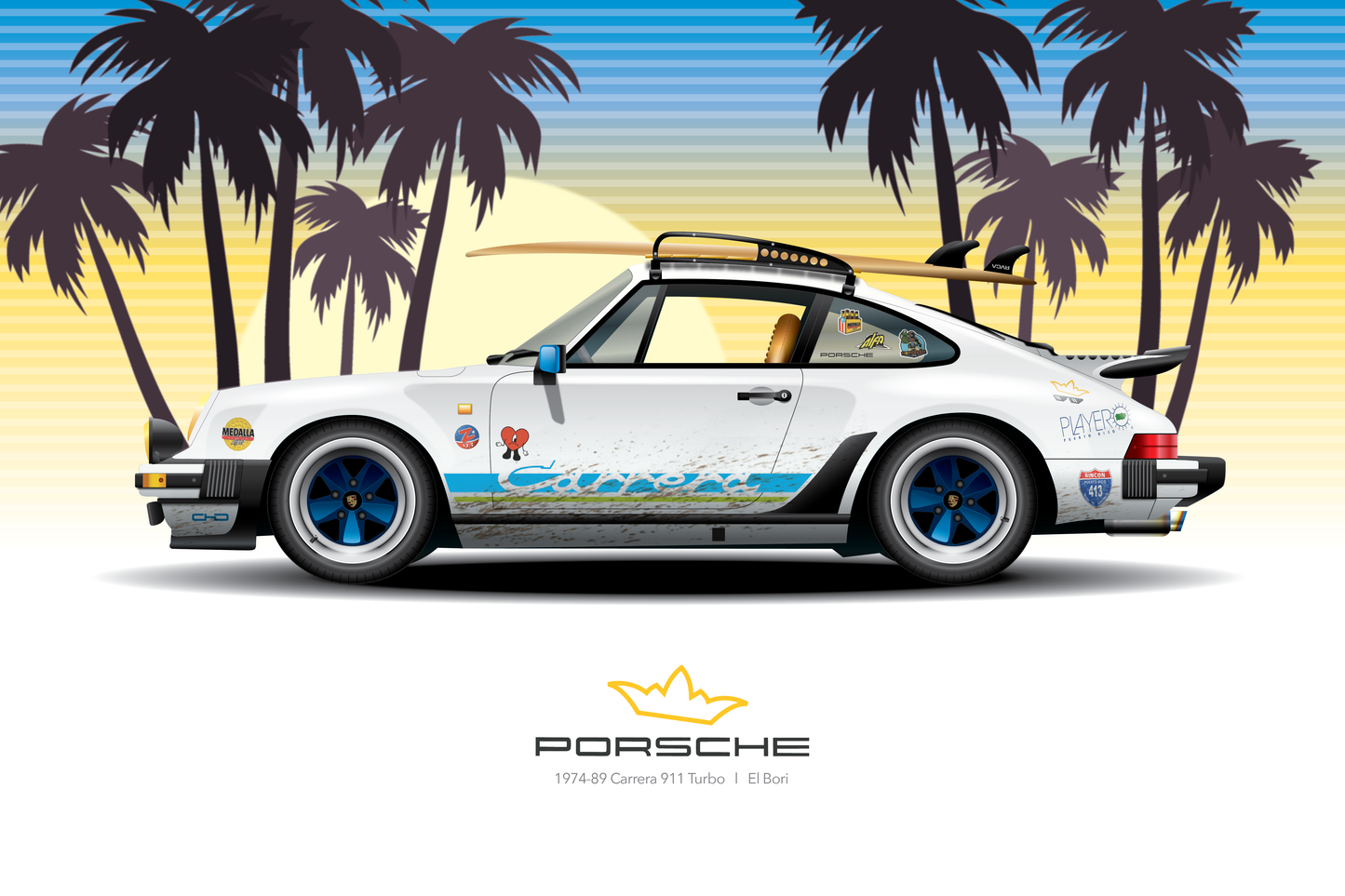 Art Print 1974-89 Porsche 911 l El Bori Playa