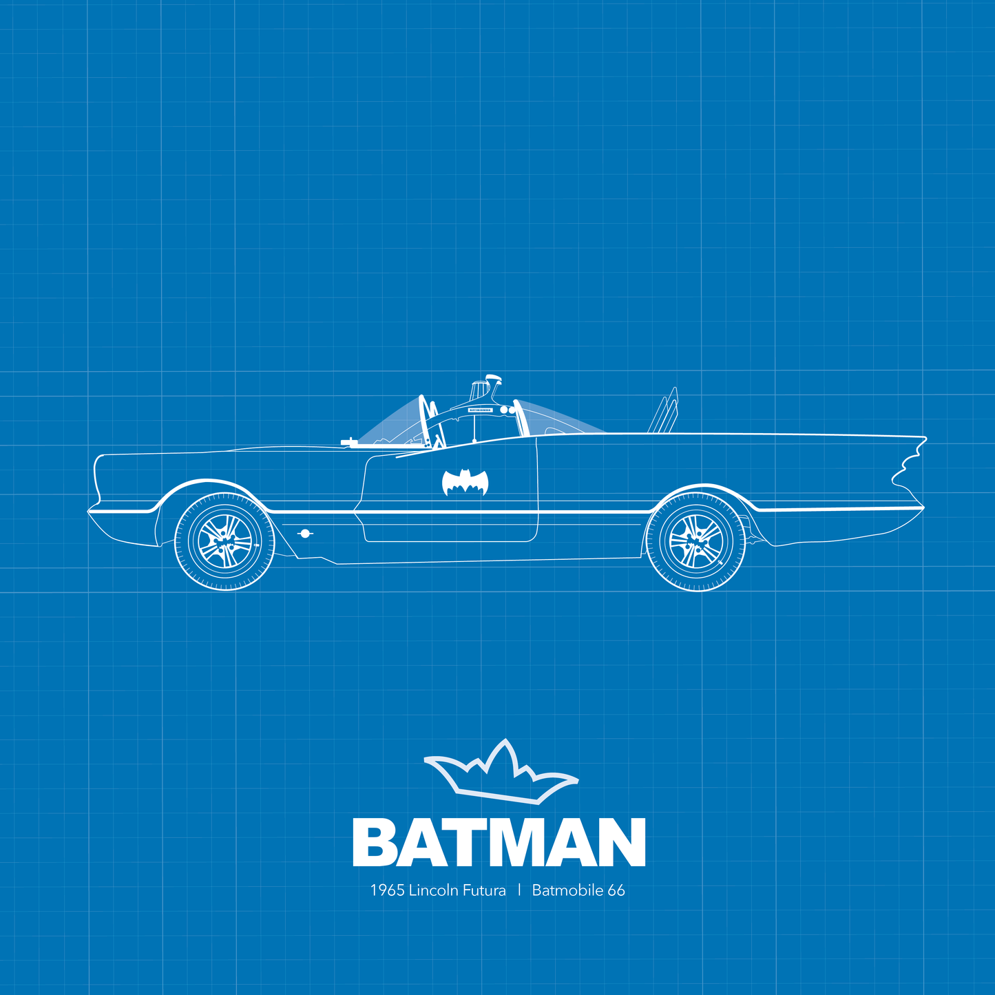 Art Print 1965 Lincoln Futura l Batmobile 66 Blueprint