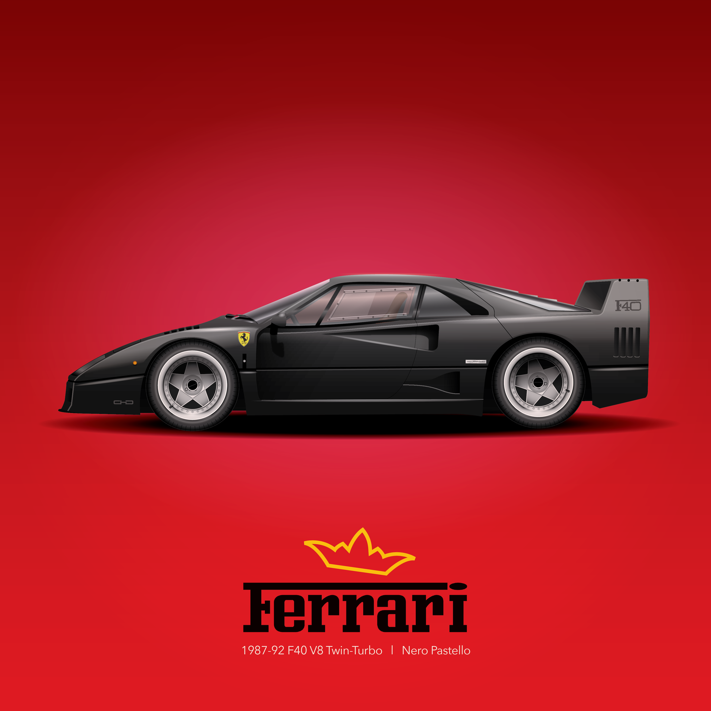 Art Print 1987-92 Ferrari F40 l Nero Pastello