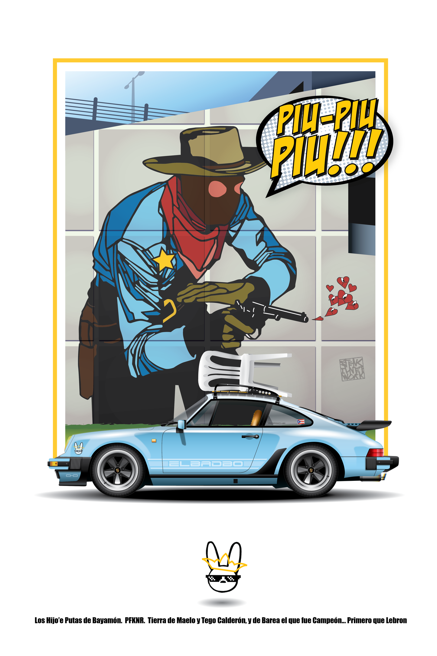 Art Print 1974-89 Porsche 911  l  Vaq Bunny