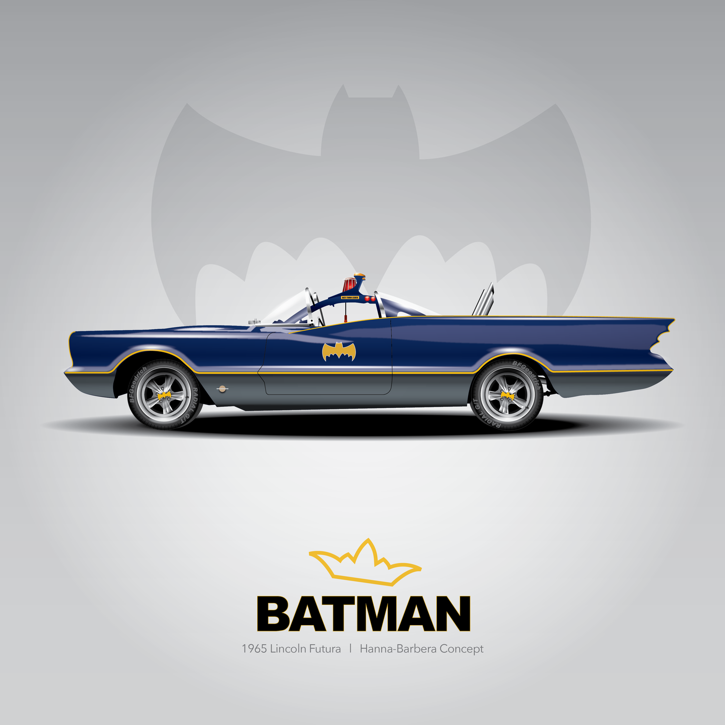 Art Print 1965 Lincoln Futura  l  Batmobile 66 Hanna Barbera