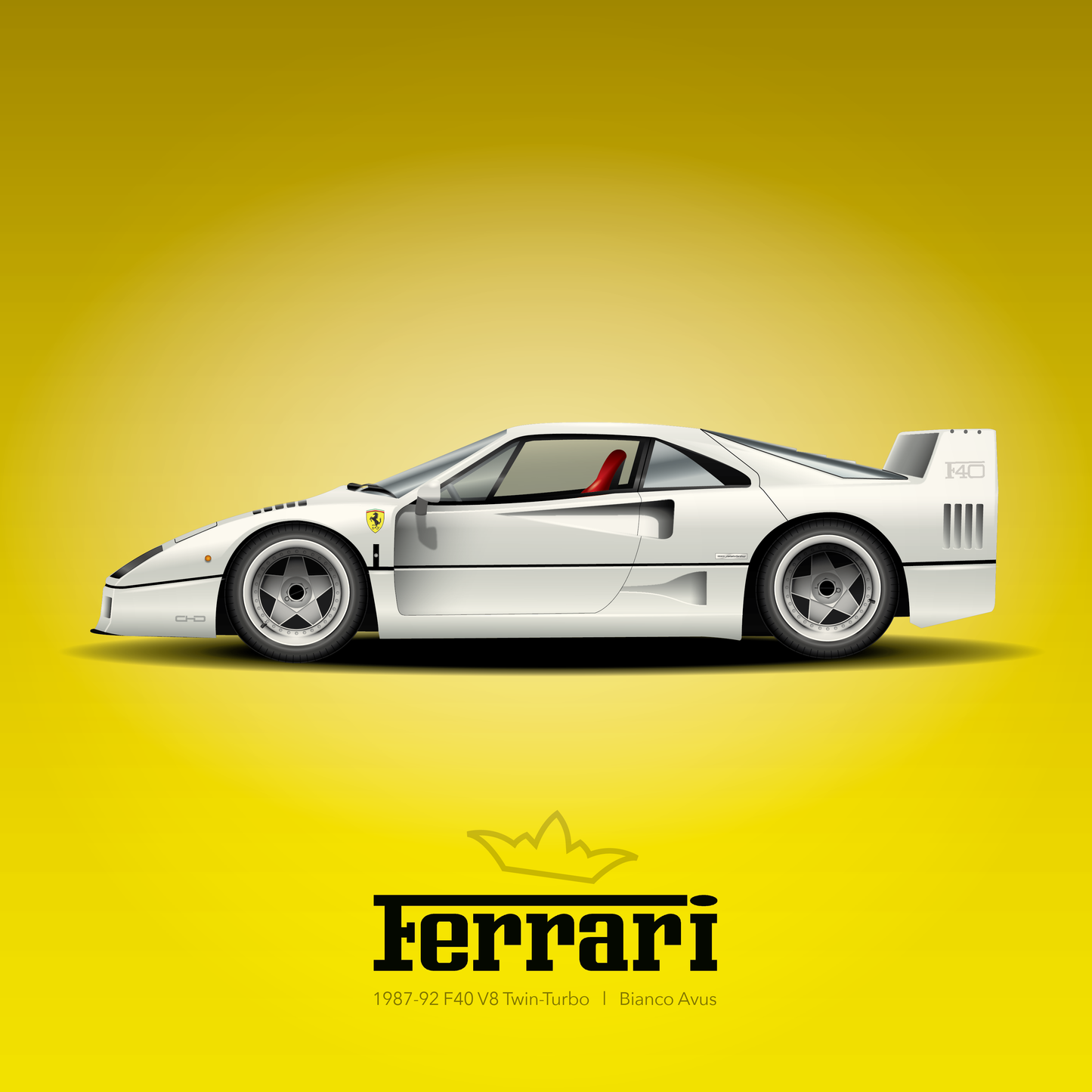 Art Print 1987-92 Ferrari F40  l  Bianco Avus