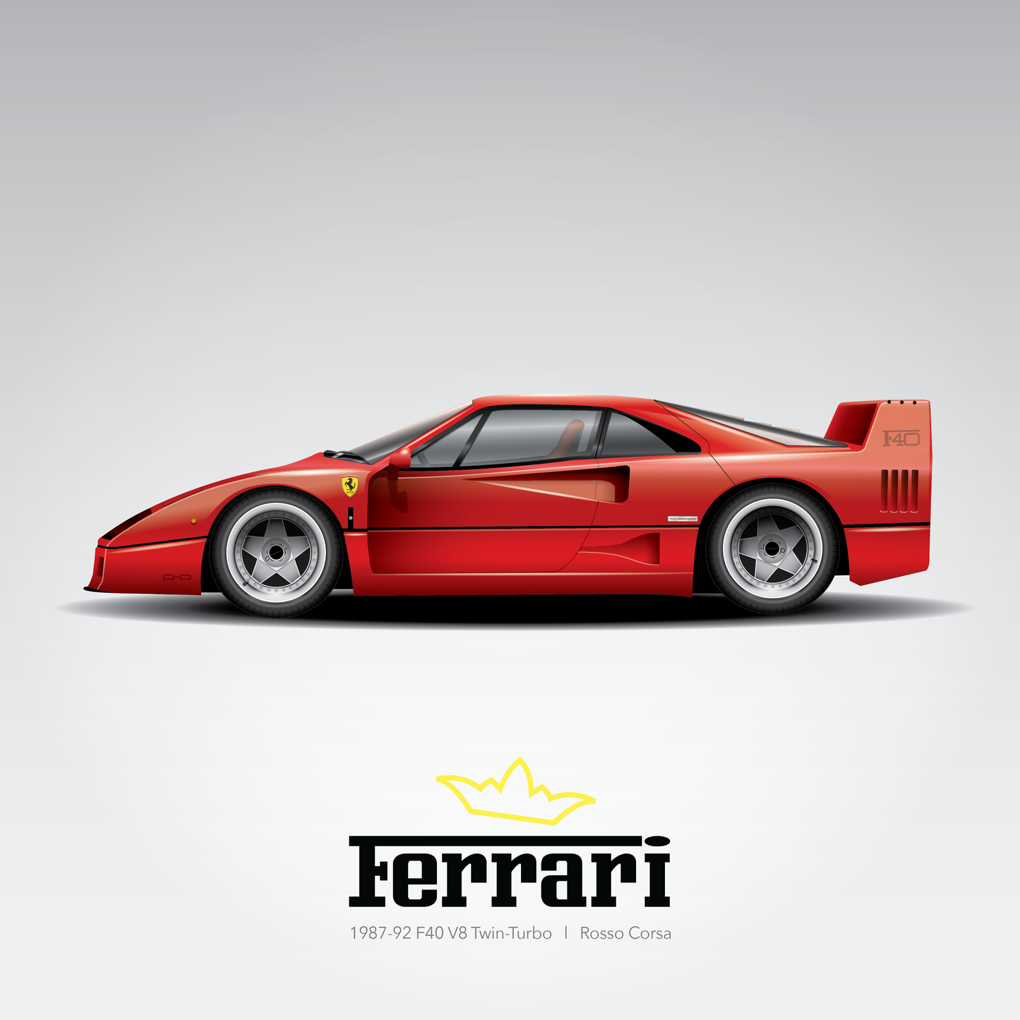 Art Print 1987-92 Ferrari F40  l  Rosso Corsa