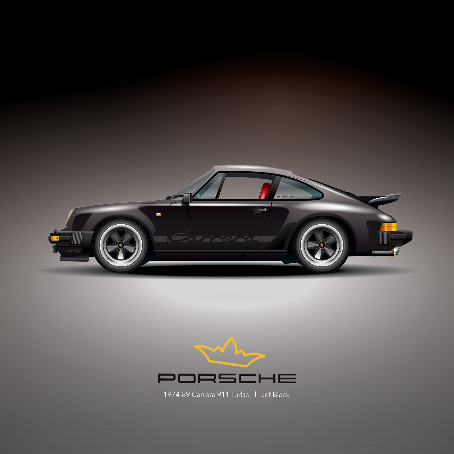 Art Print 1974-89 Porsche 911  l  Jet Black