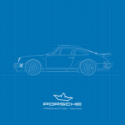 Art Print 1974-89 Porsche 911  l  Blueprint (Blue)