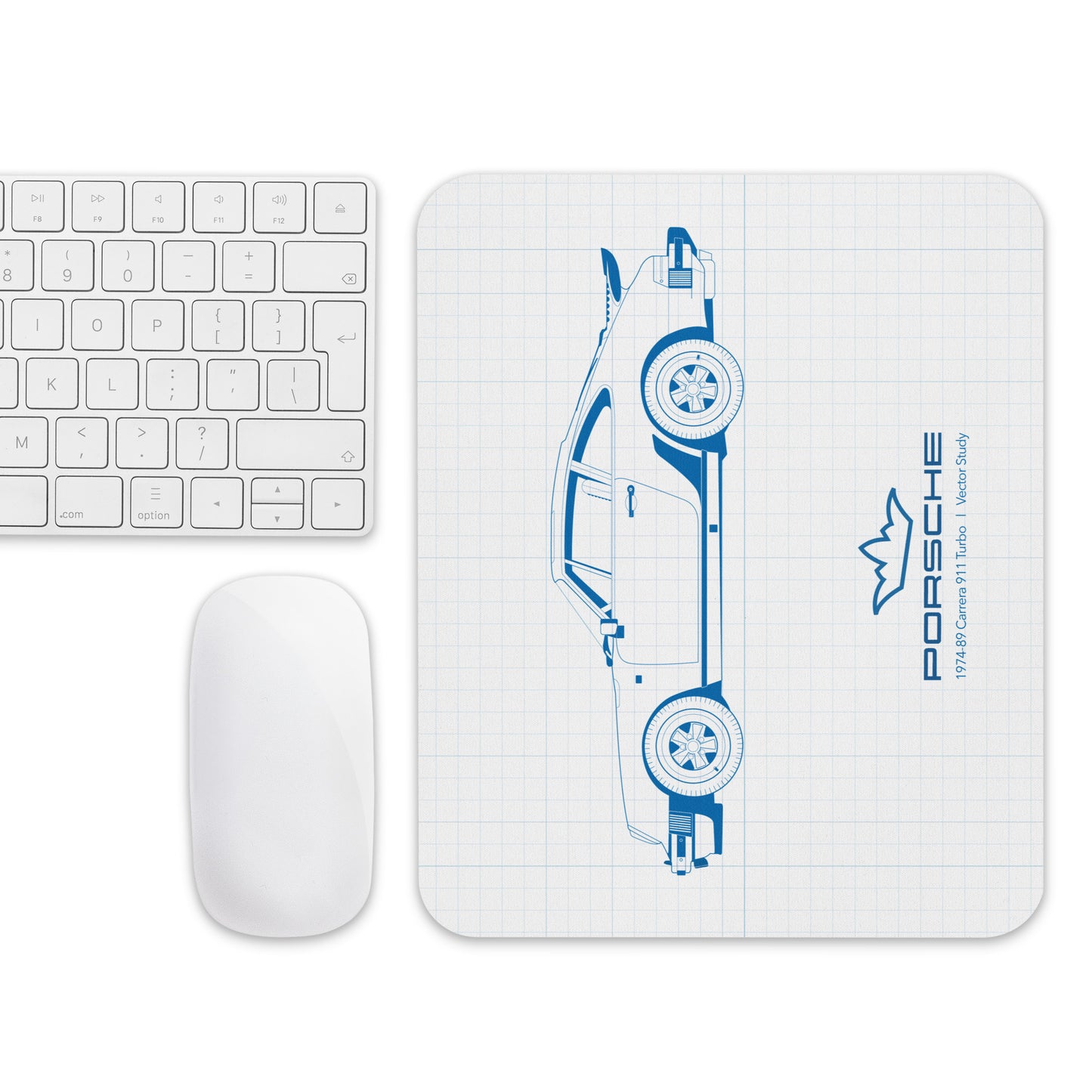 Mouse Pad 1974-89 Porsche 911  l  Blueprint (White)