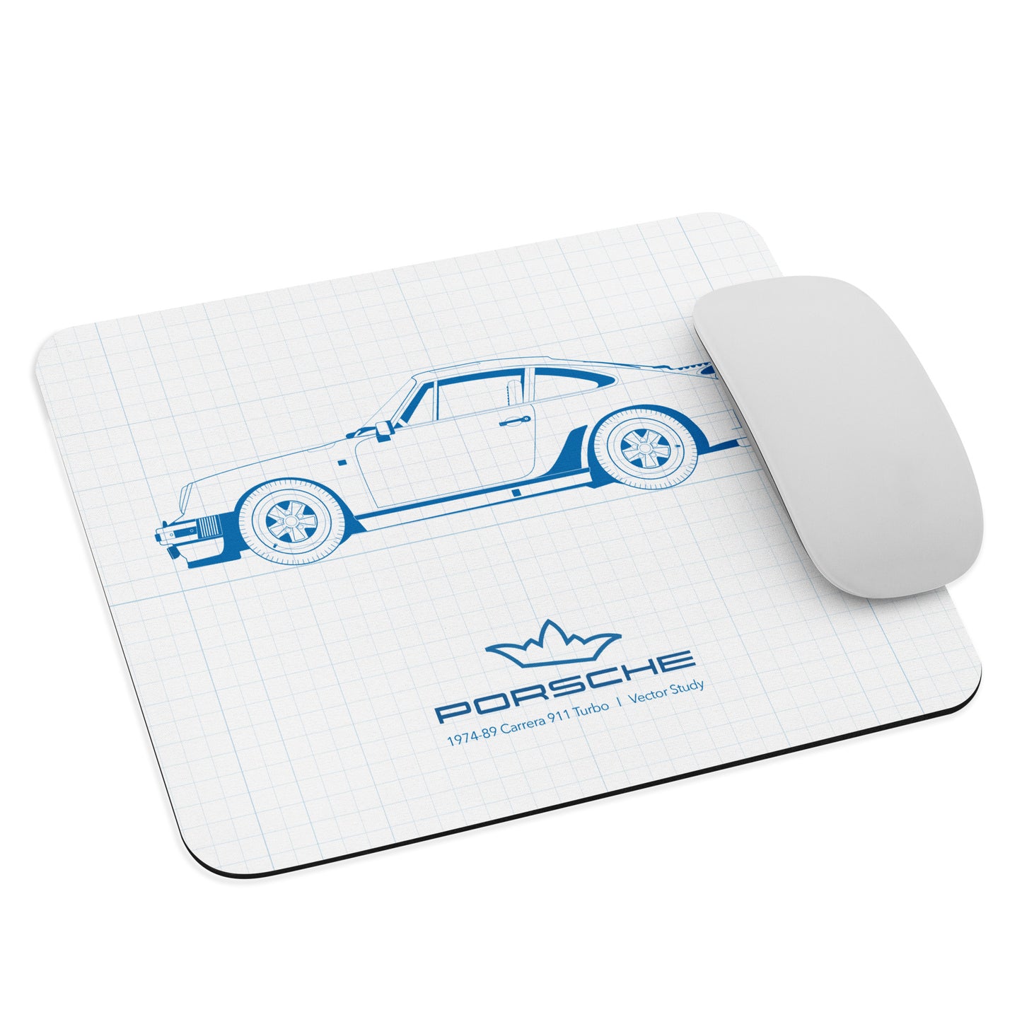 Mouse Pad 1974-89 Porsche 911  l  Blueprint (White)
